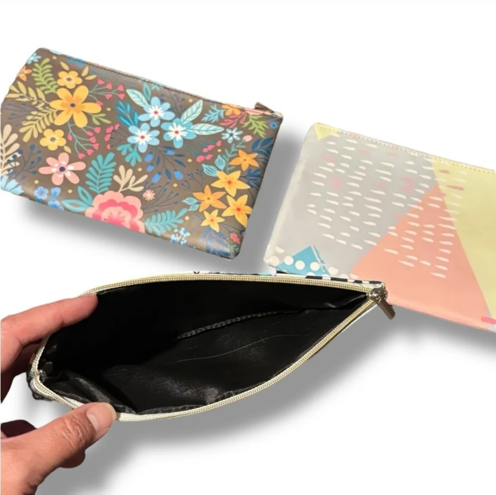 Double Zipper Cosmetic Case Set Of Three NEW